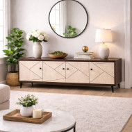 دولاب بوفية طول 140سم (4 ابواب) بتصميم مميز بعدة اللوان 