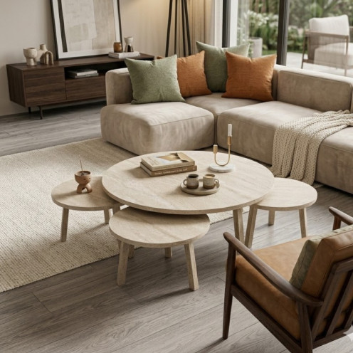 طقم طاولات تركي ارضي دائري حديث وعصري بعدة الوان