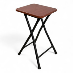 Small wooden chair with a folding iron frame