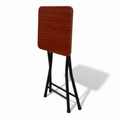 Small wooden chair with a folding iron frame