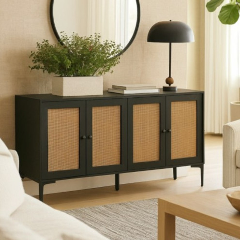 بوفيه اربع ابواب بتصميم حديث ومميز –160x40x85 سم – لون اسود