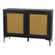 Two-door rattan wooden buffet cabinet, black, 120x45x85 cm.