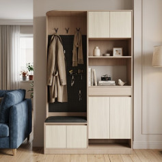 A uniquely designed and modern shoe cabinet with an innovative clothes rack (200*120*34 cm)
