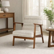 A modern, stylish wooden single chair available in several colors, featuring soft, comfortable fabric and providing a relaxing seating experience.