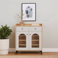 80cm Multi-Purpose Wardrobe with Two Doors and Two Top Storage Drawers, Available in Various Colors