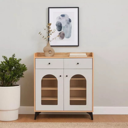 80cm Multi-Purpose Wardrobe with Two Doors and Two Top Storage Drawers, Available in Various Colors