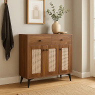 دولاب متعدد الأغراض ثلاث ابواب مع شبك من الراتان بعدة اللوان مقاس 100*35 *95 سم