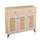 Three-door multi-purpose cabinet with rattan mesh fronts, available in various colors, measuring 100 x 35 x 95 cm.