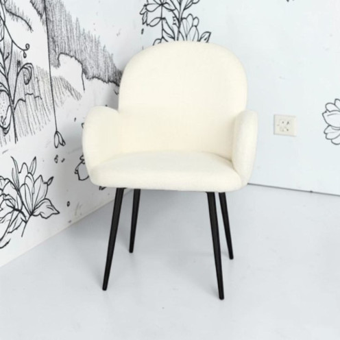 كرسي  مفرد بوكليه باللون الابيض حديث