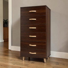Tall wooden nightstand with 6 drawers, available in various colors.