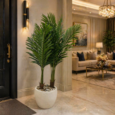 شجرة نخل بغصنين صناعيه بارتفاع 100سم بجودة عالية مركن فيبر 