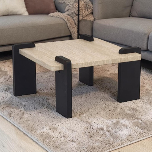 A single wooden table with luxurious bases, featuring a distinctive design and available in several colors.