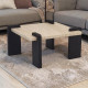 A single wooden table with luxurious bases, featuring a distinctive design and available in several colors.