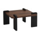 A single wooden table with luxurious bases, featuring a distinctive design and available in several colors.