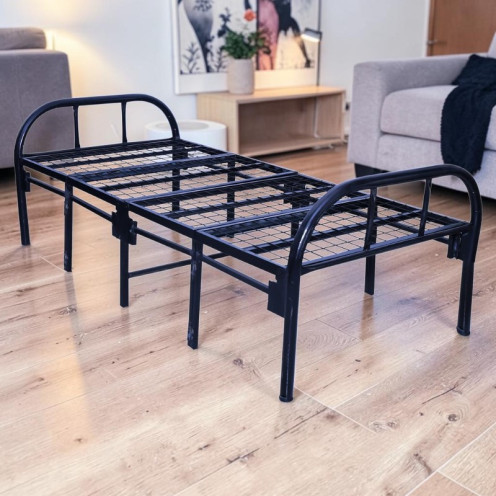 Single iron bed, black, foldable, 196 * 90 cm