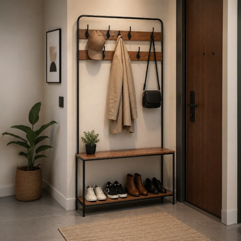 ستاند علاقة ملابس مع رفوف تخزين مقاس 170*30*80 سم