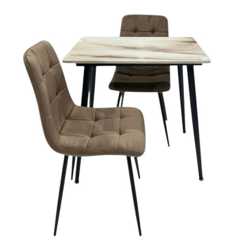 طاولة شاي 2 كرسي بعدة اللوان -رخام 60-80-سم