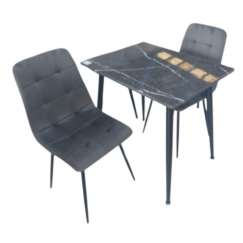 طاولة شاي 2 كرسي بعدة اللوان -رخام 60-80-سم