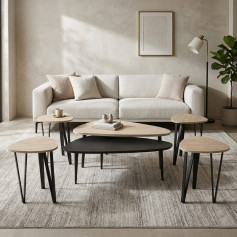 Stylish and uniquely designed wooden table set (2 + 4) in various colors.
