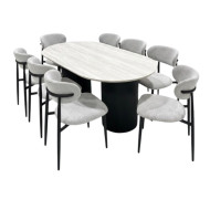 طاولة طعام خشب بيضاوية كلاسيك راقية لـ8 كراسي بعدة اللوان 