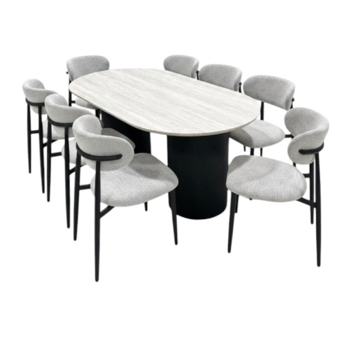 طاولة طعام خشب بيضاوية كلاسيك راقية لـ8 كراسي بعدة اللوان 