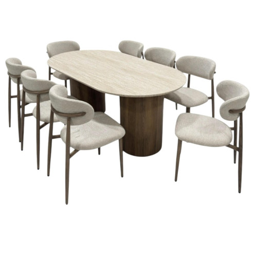 طاولة طعام خشب بيضاوية كلاسيك راقية لـ8 كراسي بعدة اللوان 