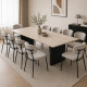 Elegant Modern Rectangular Wooden Dining Table for 10 Chairs with Luxurious Black Legs