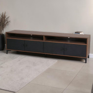 180cm TV Stand with 4 Drawers, Luxurious Black and Brown Design