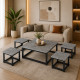 1+4 Wooden Tea Table Set – Available in Various Colors with Black Metal Frame