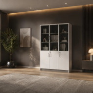 3-Door Filing Cabinet WHITE GREY