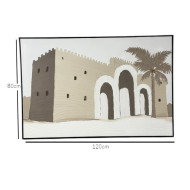 A Saudi heritage painting highlighting the architectural art of the fort, 120 x 80