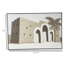 A Saudi heritage painting highlighting the architectural art of the fort, 120 x 80