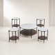 Round wooden ceramic tea set 1+4 C190 BROWN