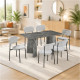 Wooden Dining Table with 6 Velvet Chairs - Modern Design and Elegant Quality