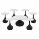 Round ceramic tea set, black color, white top, B1040 BLACK, 1+6