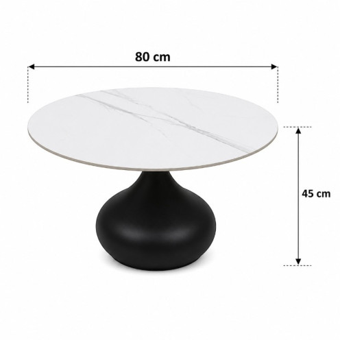 Round ceramic tea set, black color, white top, B1040 BLACK, 1+6