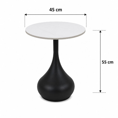Round ceramic tea set, black color, white top, B1040 BLACK, 1+6