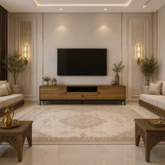 طاولة تلفزيون بتصميم عصري وأنيق لون بيج 160 سم 