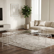 5-Piece Rectangular Acrylic Sofa Table Set with Luxurious and Modern Bases