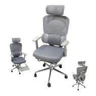 A comfortable, modern, and stylish swivel executive office chair in gray.