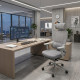 A comfortable, modern, and stylish swivel executive office chair in gray.