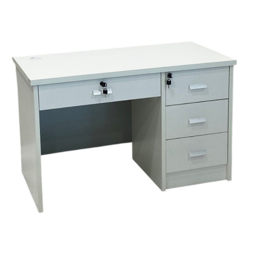  modern white desk with four drawers and security locks