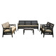 5-Piece Reinforced Plastic Garden Seating Set with Brown Cushions