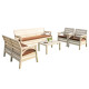 5-Piece Reinforced Plastic Garden Seating Set with Brown Cushions