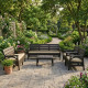 5-Piece Reinforced Plastic Garden Seating Set with Brown Cushions