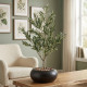Artificial Olive Tree in a Small Fiber Pot, Black