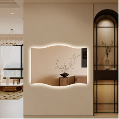 Illuminated wavy wall mirrors in multiple colors, size 120-80