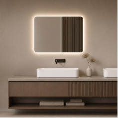 Square wall mirrors with multi-colored lighting, size 80-60 cm