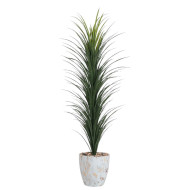 A vertical artificial cactus in a marble pot. 170 cm tall. This artificial