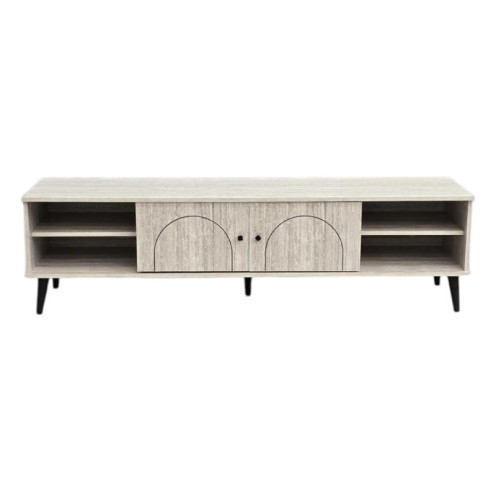 A luxurious wooden TV stand in a rich wood finish. This TV stand 